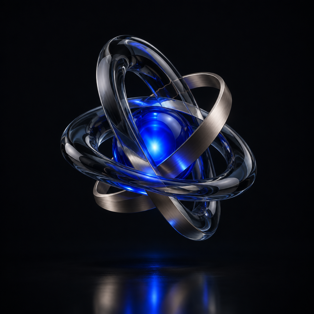 Abstrakte 3D-Glas- und Metallkomposition von AKRKWEBS
