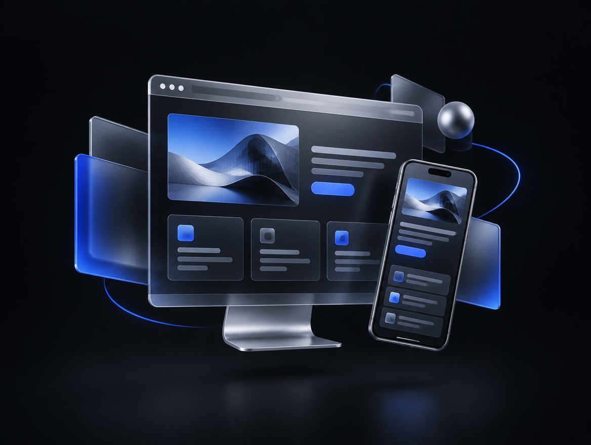 3D-Illustration zum Thema Was eine kleine Firma auf ihrer Website wirklich braucht.